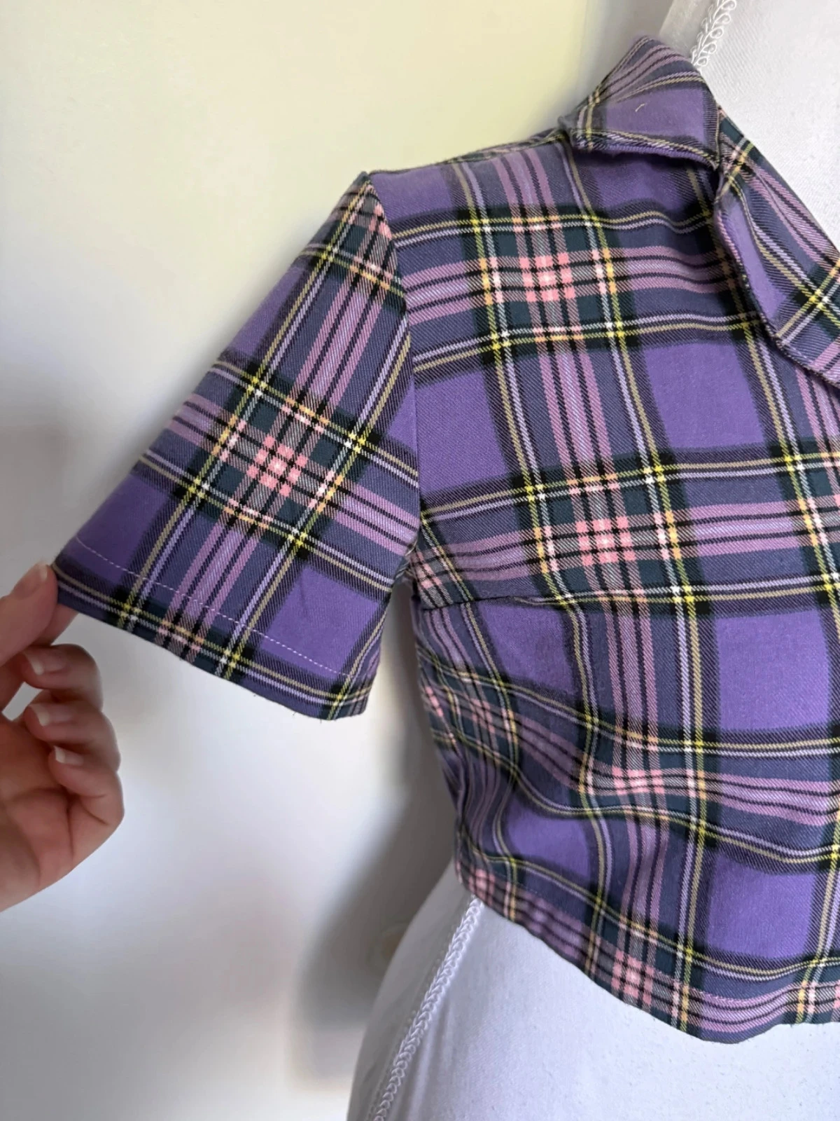Checkered purple Brandy Melville crop top size S in perfect condition – photo 3